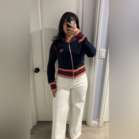 Y2K Rocawear Varsity Zip Up Jacket Navy Pink Size M - Picture 2 of 7
